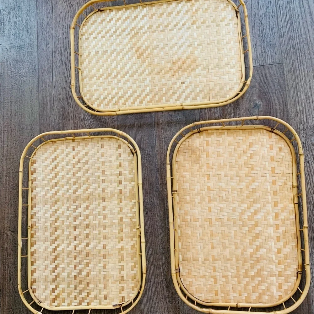 Bamboo vintage trays set of 3